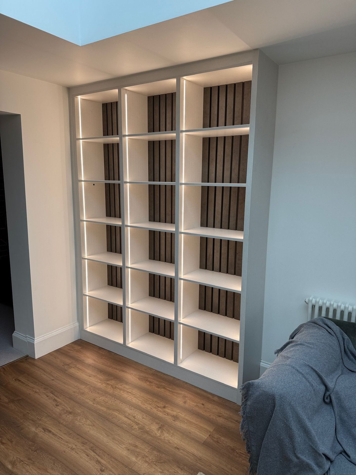 Bespoke bookcase with LED lighting
